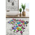Viyana Home Dijital Baskılı Kaymaz Tabanlı Yıkanabilir 2'li Set Banya Halısı Klozet Takımı Paspas VHKZ-HT-1179 - Renkli - 949