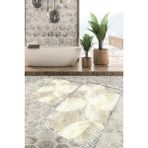 Viyana Home Dijital Baskılı Kaymaz Tabanlı Yıkanabilir 2'li Set Banya Halısı Klozet Takımı Paspas VHKZ-HT-122 - Krem