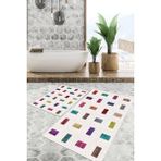 Viyana Home Dijital Baskılı Kaymaz Tabanlı Yıkanabilir 2'li Set Banya Halısı Klozet Takımı Paspas VHKZ-HT-1228 - Renkli - 953