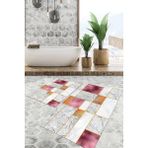 Viyana Home Dijital Baskılı Kaymaz Tabanlı Yıkanabilir 2'li Set Banya Halısı Klozet Takımı Paspas VHKZ-HT-1254 - Renkli - 913