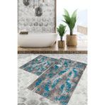 Viyana Home Dijital Baskılı Kaymaz Tabanlı Yıkanabilir 2'li Set Banya Halısı Klozet Takımı Paspas VHKZ-HT-1333 - Renkli - 974