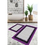 Viyana Home Dijital Baskılı Kaymaz Tabanlı Yıkanabilir 2'li Set Banya Halısı Klozet Takımı Paspas VHKZ-HT-1378 - Mor