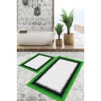 Viyana Home Dijital Baskılı Kaymaz Tabanlı Yıkanabilir 2'li Set Banya Halısı Klozet Takımı Paspas VHKZ-HT-1380 - Yeşil