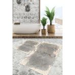Viyana Home Dijital Baskılı Kaymaz Tabanlı Yıkanabilir 2'li Set Banya Halısı Klozet Takımı Paspas VHKZ-HT-1382 - Bej