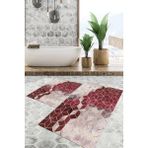 Viyana Home Dijital Baskılı Kaymaz Tabanlı Yıkanabilir 2'li Set Banya Halısı Klozet Takımı Paspas VHKZ-HT-1400 - Bordo