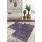 Viyana Home Dijital Baskılı Kaymaz Tabanlı Yıkanabilir 2'li Set Banya Halısı Klozet Takımı Paspas VHKZ-HT-148 - Mor