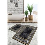 Viyana Home Dijital Baskılı Kaymaz Tabanlı Yıkanabilir 2'li Set Banya Halısı Klozet Takımı Paspas VHKZ-HT-1481 - Renkli - 1018
