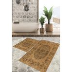 Viyana Home Dijital Baskılı Kaymaz Tabanlı Yıkanabilir 2'li Set Banya Halısı Klozet Takımı Paspas VHKZ-HT-149 - Sarı