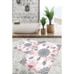 Viyana Home Dijital Baskılı Kaymaz Tabanlı Yıkanabilir 2'li Set Banya Halısı Klozet Takımı Paspas VHKZ-HT-1525 - Renkli