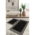 Viyana Home Dijital Baskılı Kaymaz Tabanlı Yıkanabilir 2'li Set Banya Halısı Klozet Takımı Paspas VHKZ-HT-162 - Antrasit