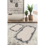 Viyana Home Dijital Baskılı Kaymaz Tabanlı Yıkanabilir 2'li Set Banya Halısı Klozet Takımı Paspas VHKZ-HT-233 - Mavi