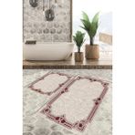 Viyana Home Dijital Baskılı Kaymaz Tabanlı Yıkanabilir 2'li Set Banya Halısı Klozet Takımı Paspas VHKZ-HT-234 - Bordo