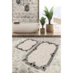 Viyana Home Dijital Baskılı Kaymaz Tabanlı Yıkanabilir 2'li Set Banya Halısı Klozet Takımı Paspas VHKZ-HT-236 - Siyah