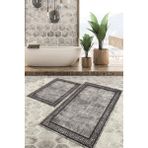 Viyana Home Dijital Baskılı Kaymaz Tabanlı Yıkanabilir 2'li Set Banya Halısı Klozet Takımı Paspas VHKZ-HT-241 - Gri