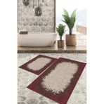 Viyana Home Dijital Baskılı Kaymaz Tabanlı Yıkanabilir 2'li Set Banya Halısı Klozet Takımı Paspas VHKZ-HT-243 - Kırmızı