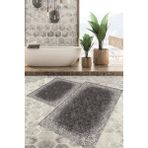Viyana Home Dijital Baskılı Kaymaz Tabanlı Yıkanabilir 2'li Set Banya Halısı Klozet Takımı Paspas VHKZ-HT-244 - Gri