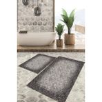 Viyana Home Dijital Baskılı Kaymaz Tabanlı Yıkanabilir 2'li Set Banya Halısı Klozet Takımı Paspas VHKZ-HT-245 - Antrasit