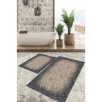 Viyana Home Dijital Baskılı Kaymaz Tabanlı Yıkanabilir 2'li Set Banya Halısı Klozet Takımı Paspas VHKZ-HT-246 - Mavi