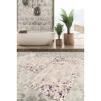 Viyana Home Dijital Baskılı Kaymaz Tabanlı Yıkanabilir 2'li Set Banya Halısı Klozet Takımı Paspas VHKZ-HT-299 - Krem