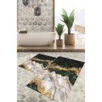 Viyana Home Dijital Baskılı Kaymaz Tabanlı Yıkanabilir 2'li Set Banya Halısı Klozet Takımı Paspas VHKZ-HT-321 - Yeşil