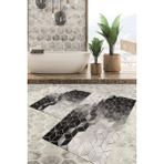 Viyana Home Dijital Baskılı Kaymaz Tabanlı Yıkanabilir 2'li Set Banya Halısı Klozet Takımı Paspas VHKZ-HT-324 - Gri