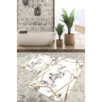 Viyana Home Dijital Baskılı Kaymaz Tabanlı Yıkanabilir 2'li Set Banya Halısı Klozet Takımı Paspas VHKZ-HT-326 - Gold