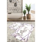 Viyana Home Dijital Baskılı Kaymaz Tabanlı Yıkanabilir 2'li Set Banya Halısı Klozet Takımı Paspas VHKZ-HT-328 - Mor