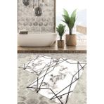 Viyana Home Dijital Baskılı Kaymaz Tabanlı Yıkanabilir 2'li Set Banya Halısı Klozet Takımı Paspas VHKZ-HT-329 - Siyah