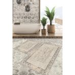 Viyana Home Dijital Baskılı Kaymaz Tabanlı Yıkanabilir 2'li Set Banya Halısı Klozet Takımı Paspas VHKZ-HT-399 - Bej