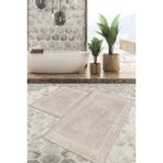 Viyana Home Dijital Baskılı Kaymaz Tabanlı Yıkanabilir 2'li Set Banya Halısı Klozet Takımı Paspas VHKZ-HT-400 - Krem