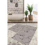 Viyana Home Dijital Baskılı Kaymaz Tabanlı Yıkanabilir 2'li Set Banya Halısı Klozet Takımı Paspas VHKZ-HT-416 - Bej - Mavi