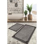 Viyana Home Dijital Baskılı Kaymaz Tabanlı Yıkanabilir 2'li Set Banya Halısı Klozet Takımı Paspas VHKZ-HT-431 - Bej - Mavi