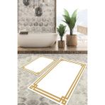 Viyana Home Dijital Baskılı Kaymaz Tabanlı Yıkanabilir 2'li Set Banya Halısı Klozet Takımı Paspas VHKZ-HT-434 - Gold