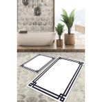 Viyana Home Dijital Baskılı Kaymaz Tabanlı Yıkanabilir 2'li Set Banya Halısı Klozet Takımı Paspas VHKZ-HT-436 - Siyah