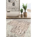 Viyana Home Dijital Baskılı Kaymaz Tabanlı Yıkanabilir 2'li Set Banya Halısı Klozet Takımı Paspas VHKZ-HT-458 - Krem
