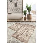 Viyana Home Dijital Baskılı Kaymaz Tabanlı Yıkanabilir 2'li Set Banya Halısı Klozet Takımı Paspas VHKZ-HT-466 - Kahverengi