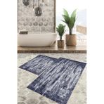 Viyana Home Dijital Baskılı Kaymaz Tabanlı Yıkanabilir 2'li Set Banya Halısı Klozet Takımı Paspas VHKZ-HT-467 - Mavi