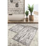 Viyana Home Dijital Baskılı Kaymaz Tabanlı Yıkanabilir 2'li Set Banya Halısı Klozet Takımı Paspas VHKZ-HT-468 - Gri