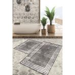 Viyana Home Dijital Baskılı Kaymaz Tabanlı Yıkanabilir 2'li Set Banya Halısı Klozet Takımı Paspas VHKZ-HT-485 - Gri