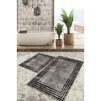 Viyana Home Dijital Baskılı Kaymaz Tabanlı Yıkanabilir 2'li Set Banya Halısı Klozet Takımı Paspas VHKZ-HT-486 - Siyah