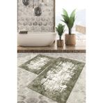 Viyana Home Dijital Baskılı Kaymaz Tabanlı Yıkanabilir 2'li Set Banya Halısı Klozet Takımı Paspas VHKZ-HT-497 - Vizon