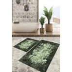 Viyana Home Dijital Baskılı Kaymaz Tabanlı Yıkanabilir 2'li Set Banya Halısı Klozet Takımı Paspas VHKZ-HT-499 - Yeşil