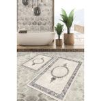 Viyana Home Dijital Baskılı Kaymaz Tabanlı Yıkanabilir 2'li Set Banya Halısı Klozet Takımı Paspas VHKZ-HT-504 - Gri