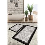 Viyana Home Dijital Baskılı Kaymaz Tabanlı Yıkanabilir 2'li Set Banya Halısı Klozet Takımı Paspas VHKZ-HT-511 - Siyah