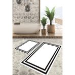 Viyana Home Dijital Baskılı Kaymaz Tabanlı Yıkanabilir 2'li Set Banya Halısı Klozet Takımı Paspas VHKZ-HT-529 - Siyah