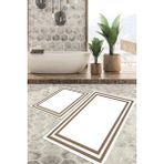 Viyana Home Dijital Baskılı Kaymaz Tabanlı Yıkanabilir 2'li Set Banya Halısı Klozet Takımı Paspas VHKZ-HT-533 - Kahve - Bej
