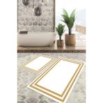 Viyana Home Dijital Baskılı Kaymaz Tabanlı Yıkanabilir 2'li Set Banya Halısı Klozet Takımı Paspas VHKZ-HT-535 - Gold