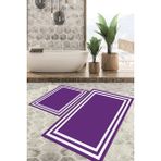 Viyana Home Dijital Baskılı Kaymaz Tabanlı Yıkanabilir 2'li Set Banya Halısı Klozet Takımı Paspas VHKZ-HT-543 - Mor