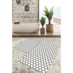 Viyana Home Dijital Baskılı Kaymaz Tabanlı Yıkanabilir 2'li Set Banya Halısı Klozet Takımı Paspas VHKZ-HT-545 - Siyah
