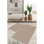Viyana Home Dijital Baskılı Kaymaz Tabanlı Yıkanabilir 2'li Set Banya Halısı Klozet Takımı Paspas VHKZ-HT-549 - Vizon